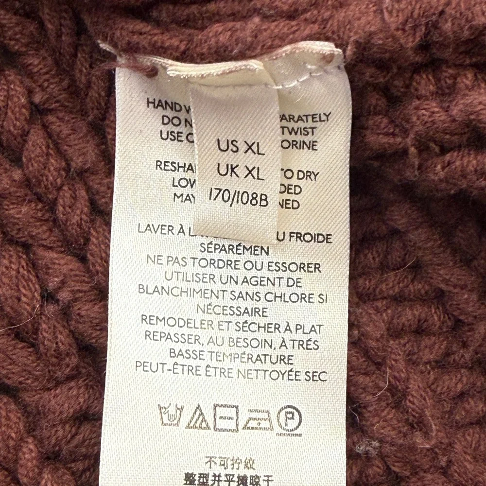 Free People Sweater Women XL Brown Chunky Knit Mock Neck Cropped OB995519